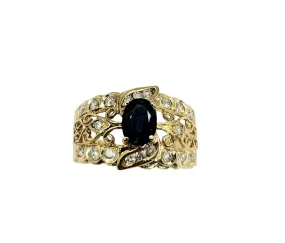 14 Karat Filigree Gold Ring with Sapphire