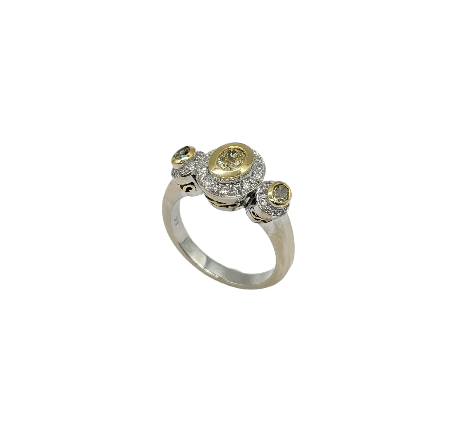 1.50 Carat Yellow and White Diamond Ring