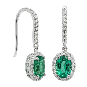 18ct White Gold 1.66ct Emerald & Diamond Mini Sierra Earrings