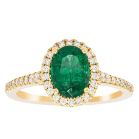 18ct Yellow Gold 1.20ct Emerald & Diamond Mini Sierra Ring