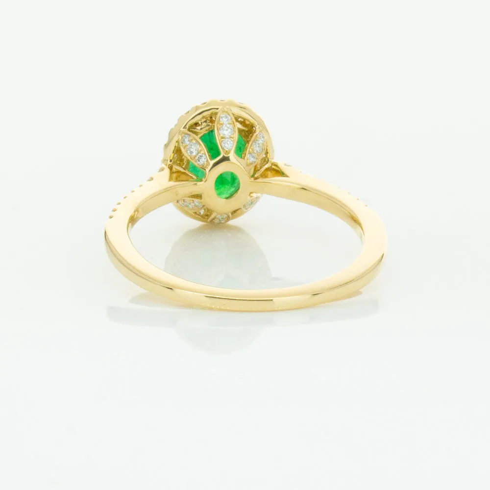 18ct Yellow Gold 1.20ct Emerald & Diamond Mini Sierra Ring