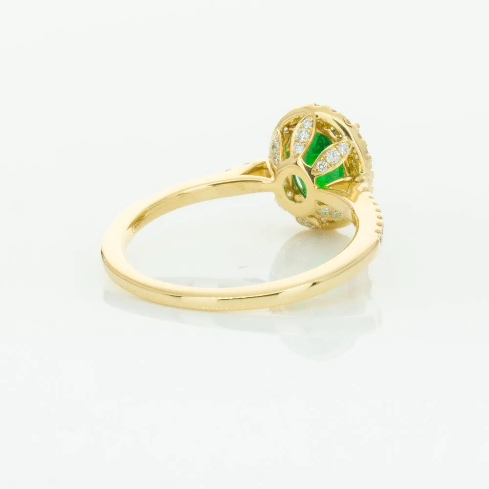 18ct Yellow Gold 1.20ct Emerald & Diamond Mini Sierra Ring