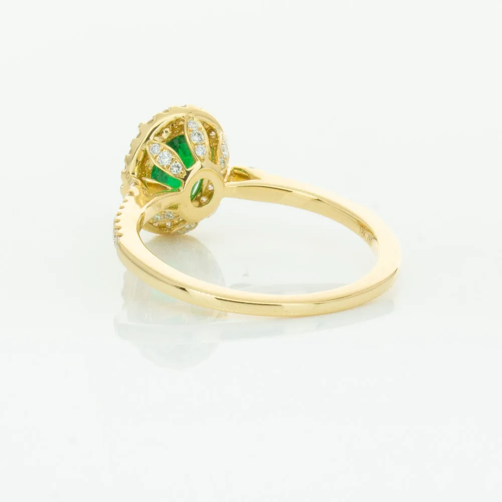 18ct Yellow Gold 1.20ct Emerald & Diamond Mini Sierra Ring