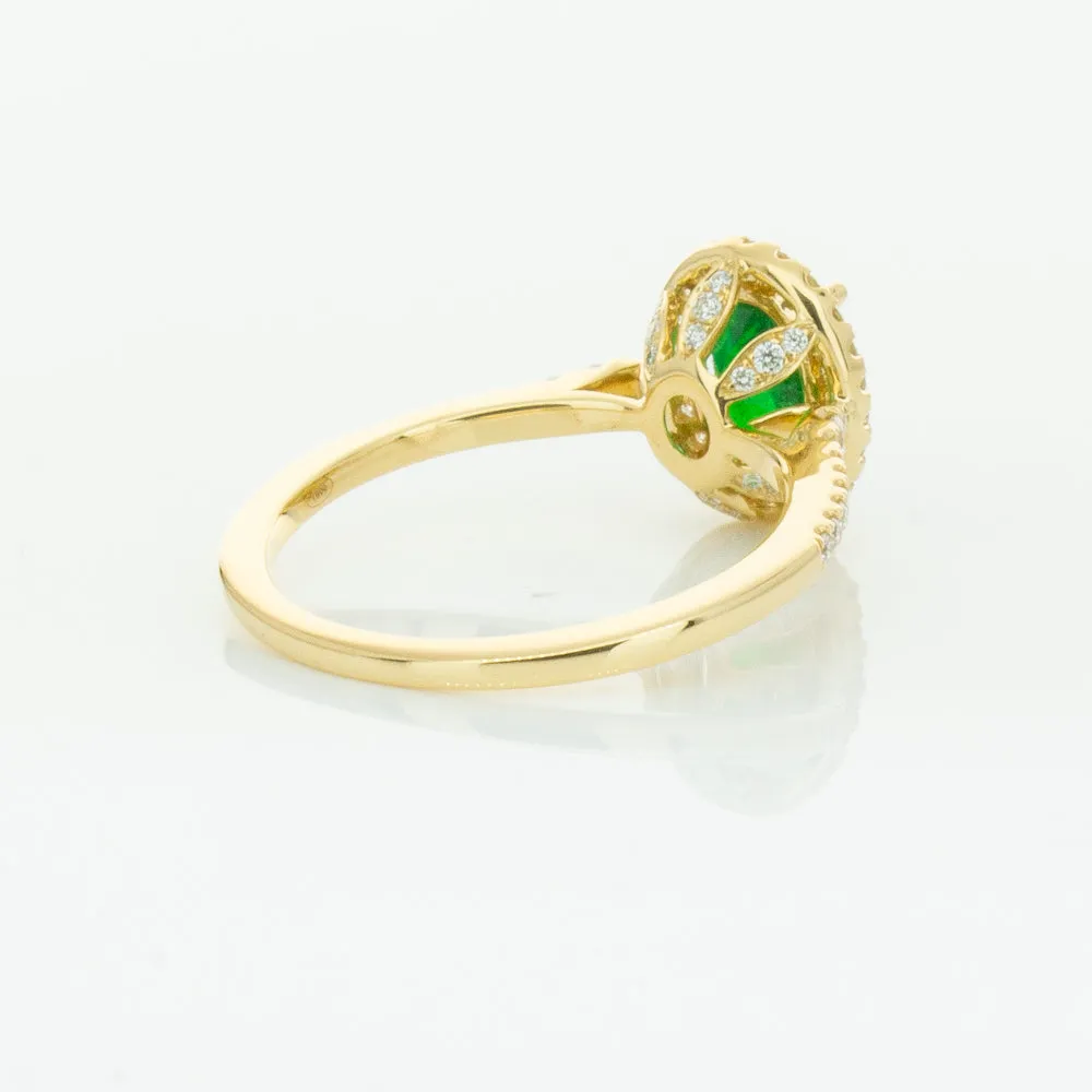 18ct Yellow Gold 1.20ct Emerald & Diamond Mini Sierra Ring