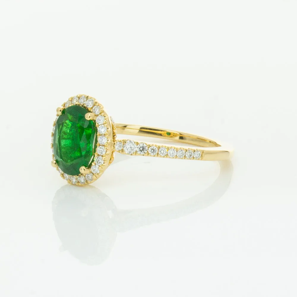 18ct Yellow Gold 1.20ct Emerald & Diamond Mini Sierra Ring