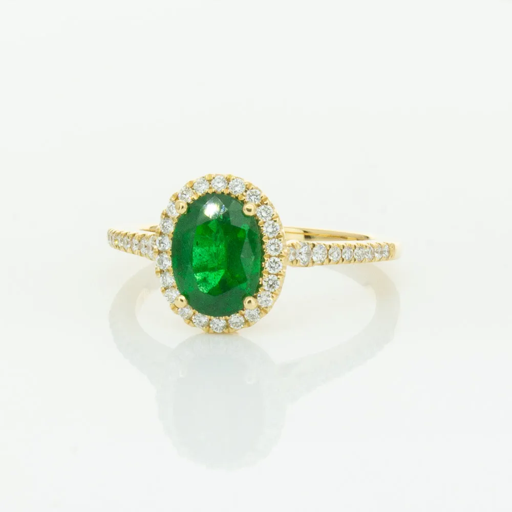 18ct Yellow Gold 1.20ct Emerald & Diamond Mini Sierra Ring