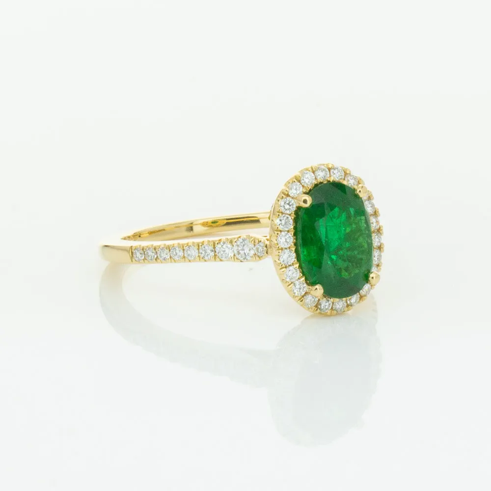 18ct Yellow Gold 1.20ct Emerald & Diamond Mini Sierra Ring