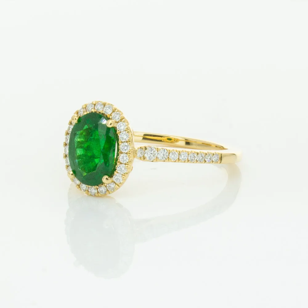 18ct Yellow Gold 1.20ct Emerald & Diamond Mini Sierra Ring