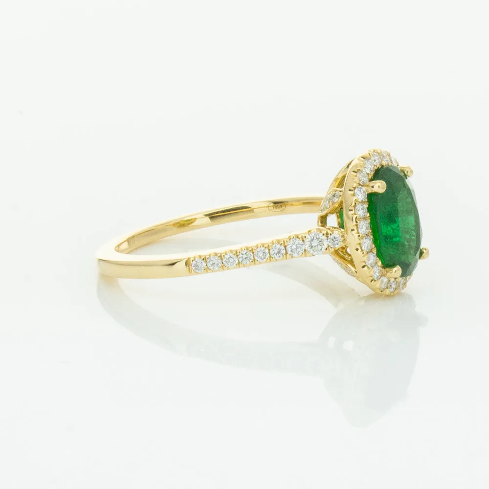 18ct Yellow Gold 1.20ct Emerald & Diamond Mini Sierra Ring