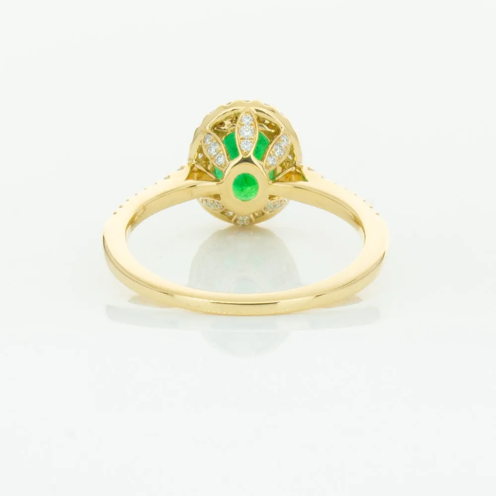 18ct Yellow Gold 1.20ct Emerald & Diamond Mini Sierra Ring