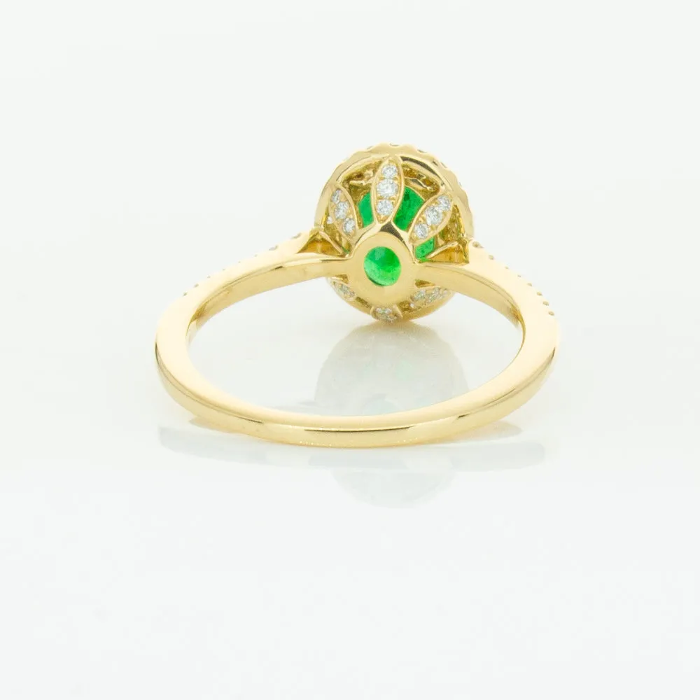 18ct Yellow Gold 1.20ct Emerald & Diamond Mini Sierra Ring