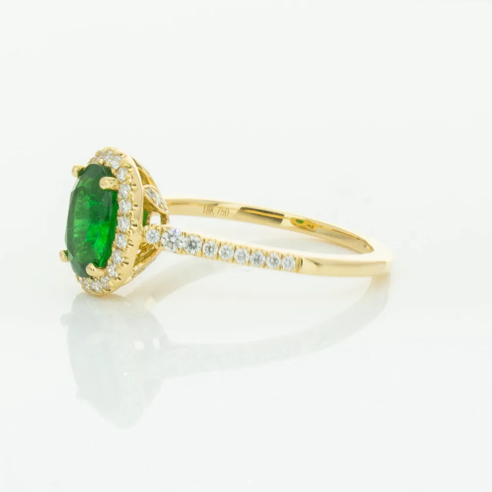 18ct Yellow Gold 1.20ct Emerald & Diamond Mini Sierra Ring