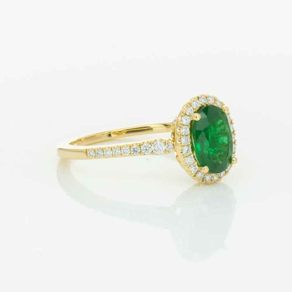 18ct Yellow Gold 1.20ct Emerald & Diamond Mini Sierra Ring