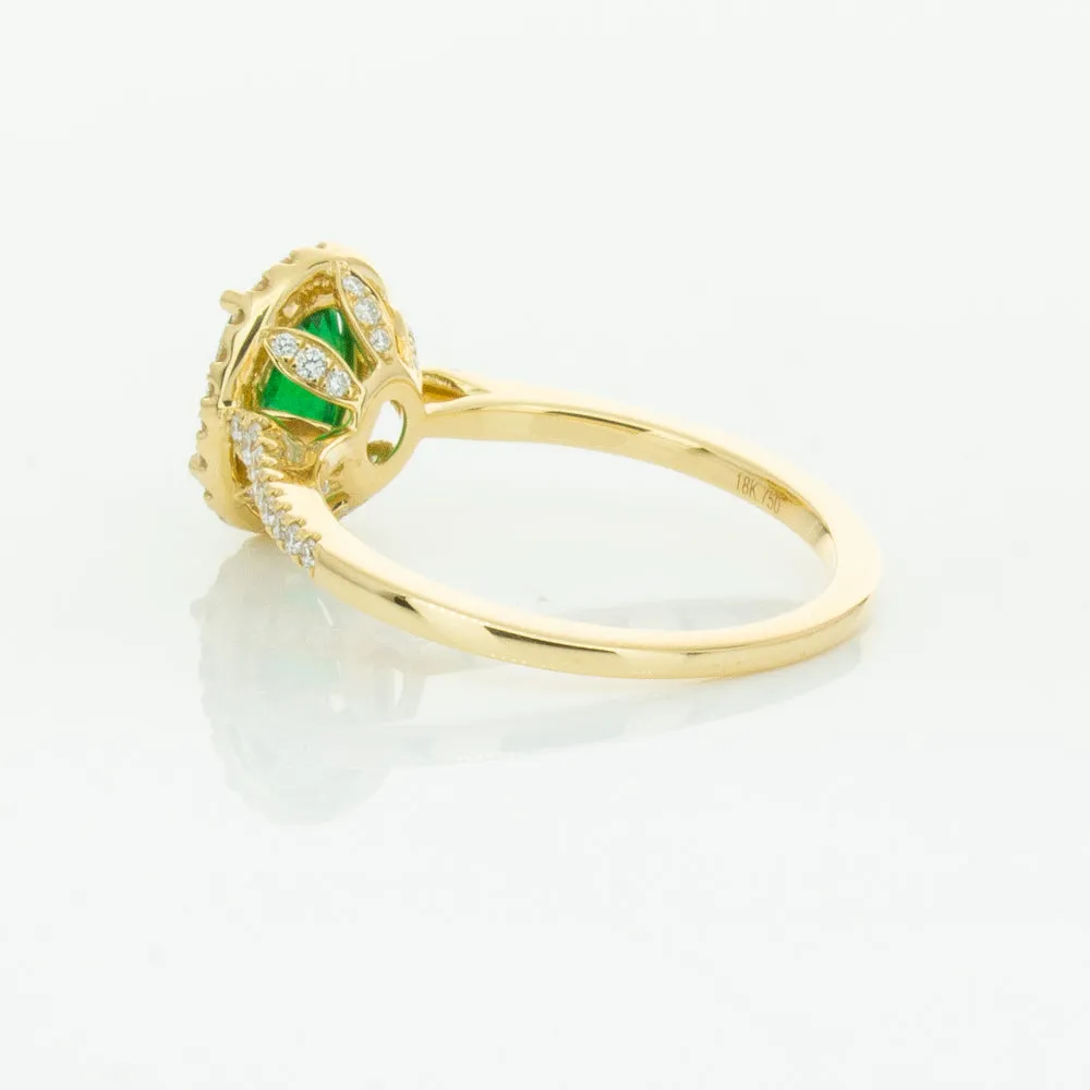 18ct Yellow Gold 1.20ct Emerald & Diamond Mini Sierra Ring