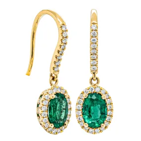 18ct Yellow Gold 1.32ct Emerald & Diamond Mini Sierra Earrings