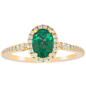 18ct Yellow Gold .72ct Emerald & Diamond Mini Sierra Ring