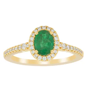 18ct Yellow Gold .78ct Emerald & Diamond Mini Sierra Ring