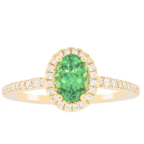 18ct Yellow Gold .94ct Tsavorite & Diamond Mini Sierra Ring