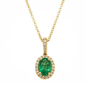 18ct Yellow Gold Emerald & Diamond Mini Sierra Pendant