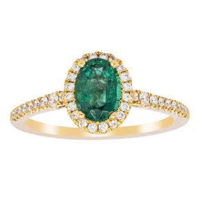 18ct Yellow Gold Emerald & Diamond Mini Sierra Ring