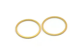 28mm Circle Connector, 6 Gold Plated Brass Circle Connectors (28x1.3x1mm) A3783