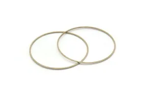 50mm Silver Rings - 12 Antique Silver Brass Circle Connectors (50x1x1mm) BS 1083 H0018