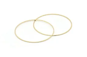 65mm Circle Connectors - 4 Gold Plated Brass Circle Connectors (65x1x1mm) Bs 1104 Q0696