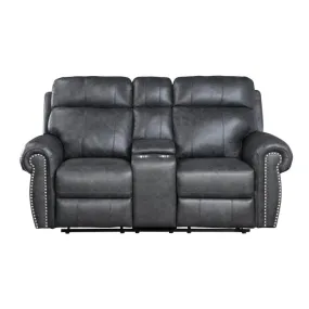 9488GY-2 - Double Reclining Love Seat with Center Console