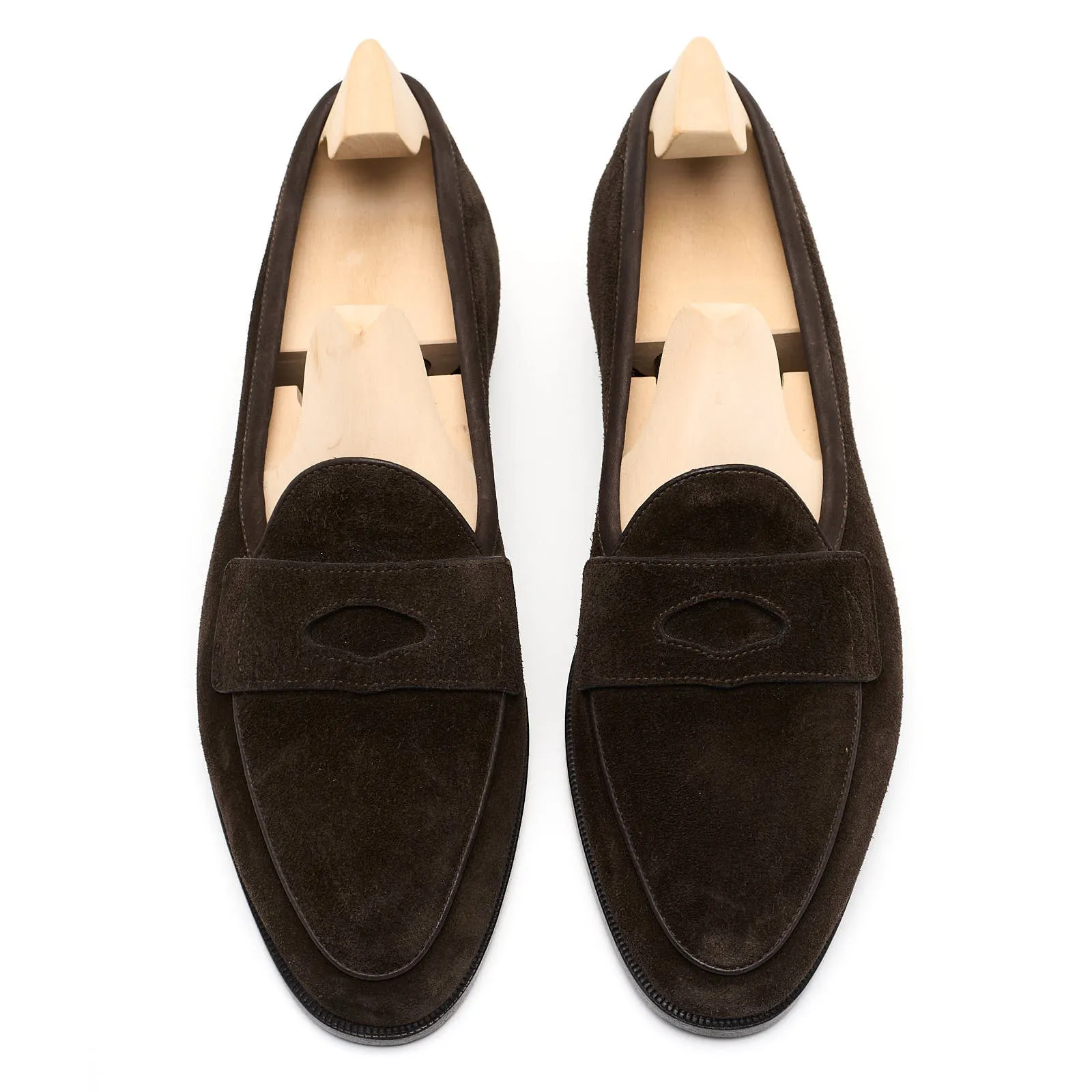 BAUDOIN & LANGE Grand Fenelon Brown Suede Leather Penny Loafers EU 41 NEW US 8