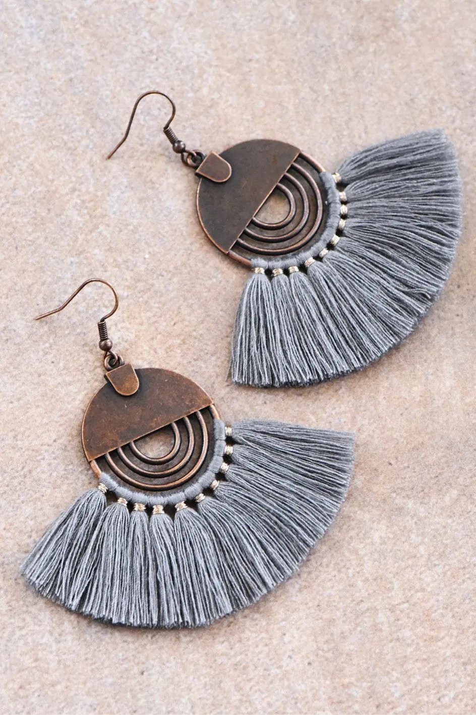 Boho Chic Fan Shaped Tassel Earrings