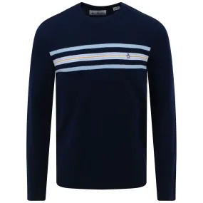 Chest Stripe Crew Neck Dark Sapphire - SS23