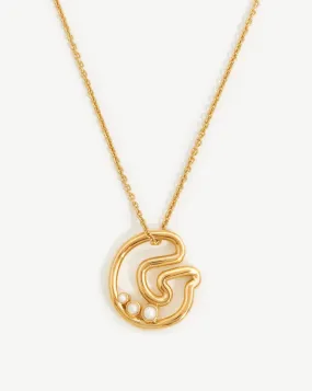 Chubby Pearl Initial Pendant Necklace  - Initial G | 18ct Gold Vermeil/Pearl