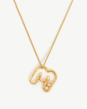 Chubby Pearl Initial Pendant Necklace  - Initial M | 18k Gold Vermeil/Pearl