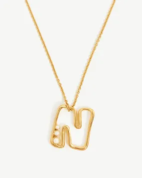 Chubby Pearl Initial Pendant Necklace  - Initial N | 18ct Gold Vermeil/Pearl