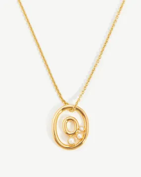 Chubby Pearl Initial Pendant Necklace  - Initial O | 18k Gold Vermeil/Pearl