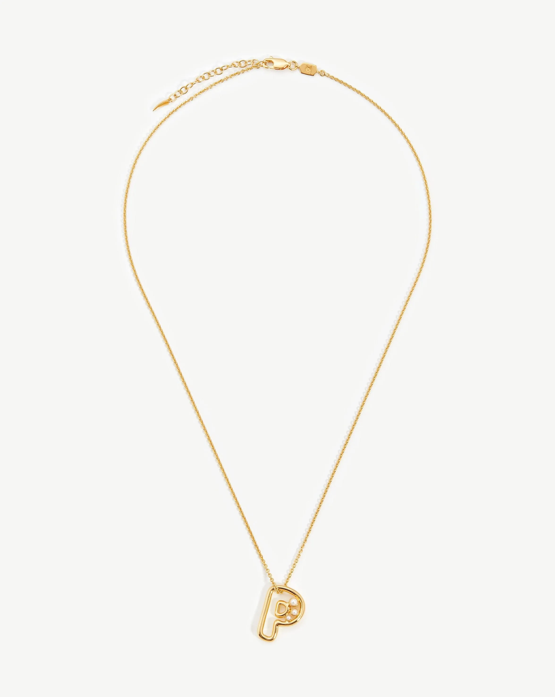 Chubby Pearl Initial Pendant Necklace  - Initial P | 18k Gold Vermeil/Pearl