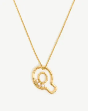 Chubby Pearl Initial Pendant Necklace  - Initial Q | 18k Gold Vermeil/Pearl