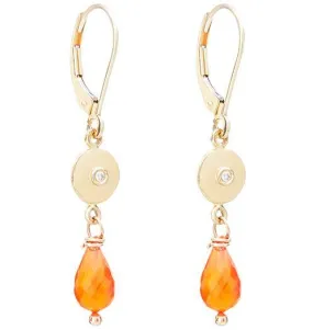 Dangle Disk Earrings With Diamond And Carnelian