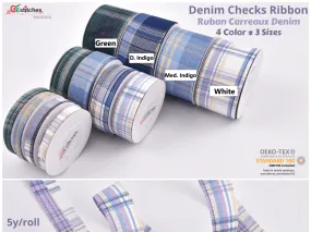 Denim Webbing Plaid Checks Ribbon