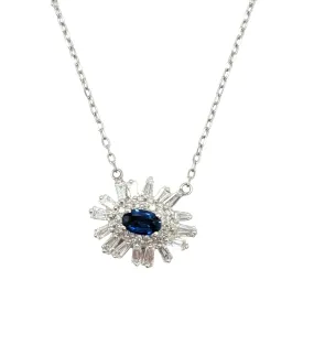 Diamond and Sapphire Stationary Pendant Necklace