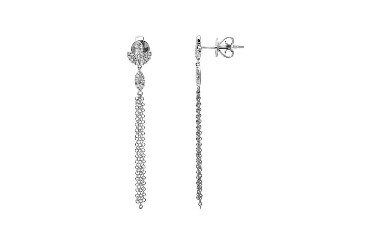 Earrings Long Chain & Diamonds