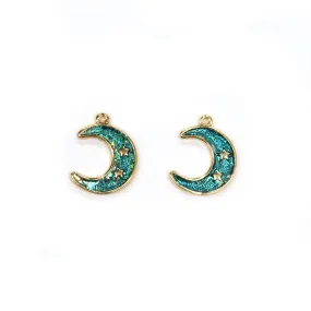 Enamel Moon Pendant Gold Plated 11.5mm - Pack of 2