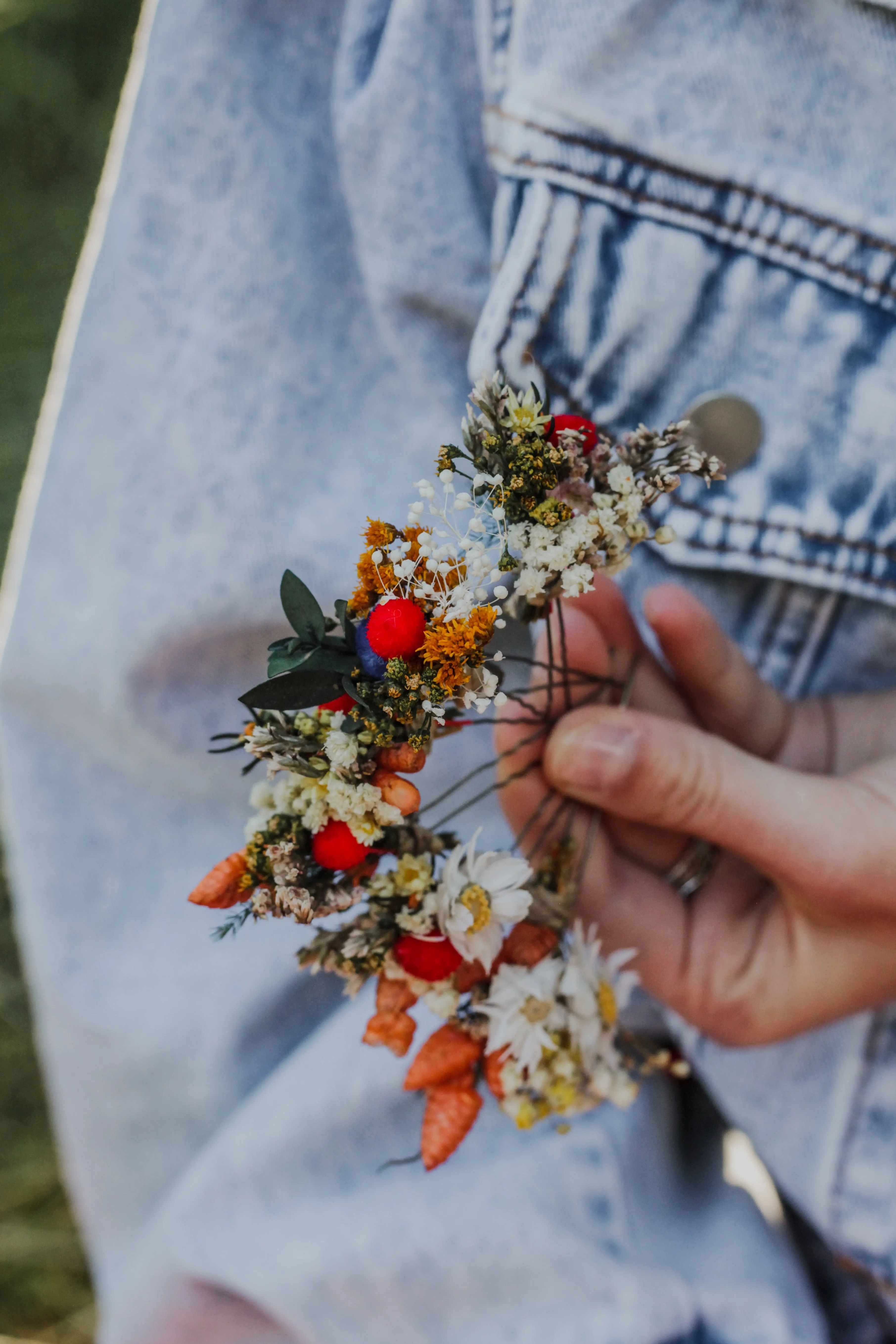 Fall preserved flower hairpins