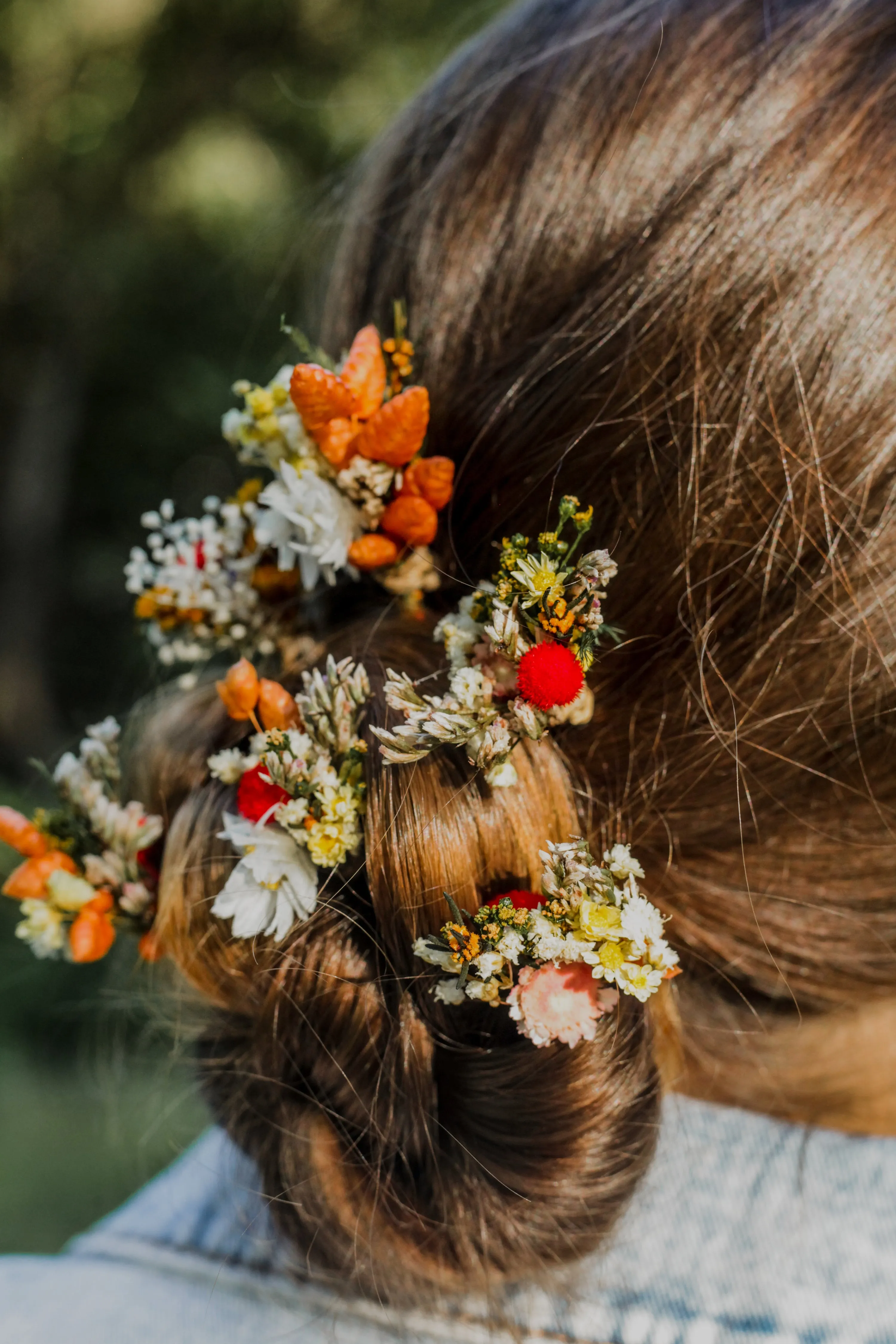 Fall preserved flower hairpins