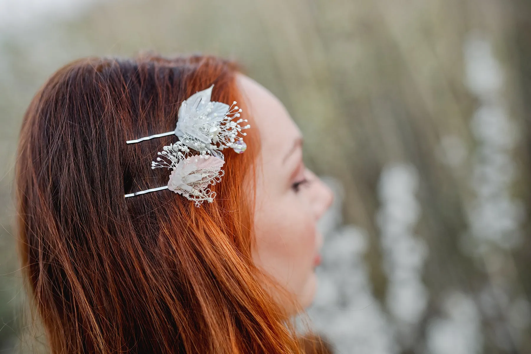 Golden/Silver vintage hairpins Bridal flower hair pins Wedding accessories Handmade Hair flowers crystals Elegant hairpins Pearls Beads