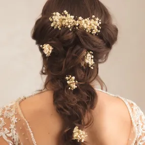 Ivory baby's breath flower hairpins