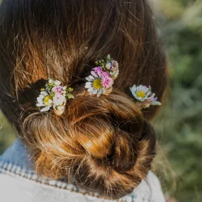 Meadow daisy flower hairpins