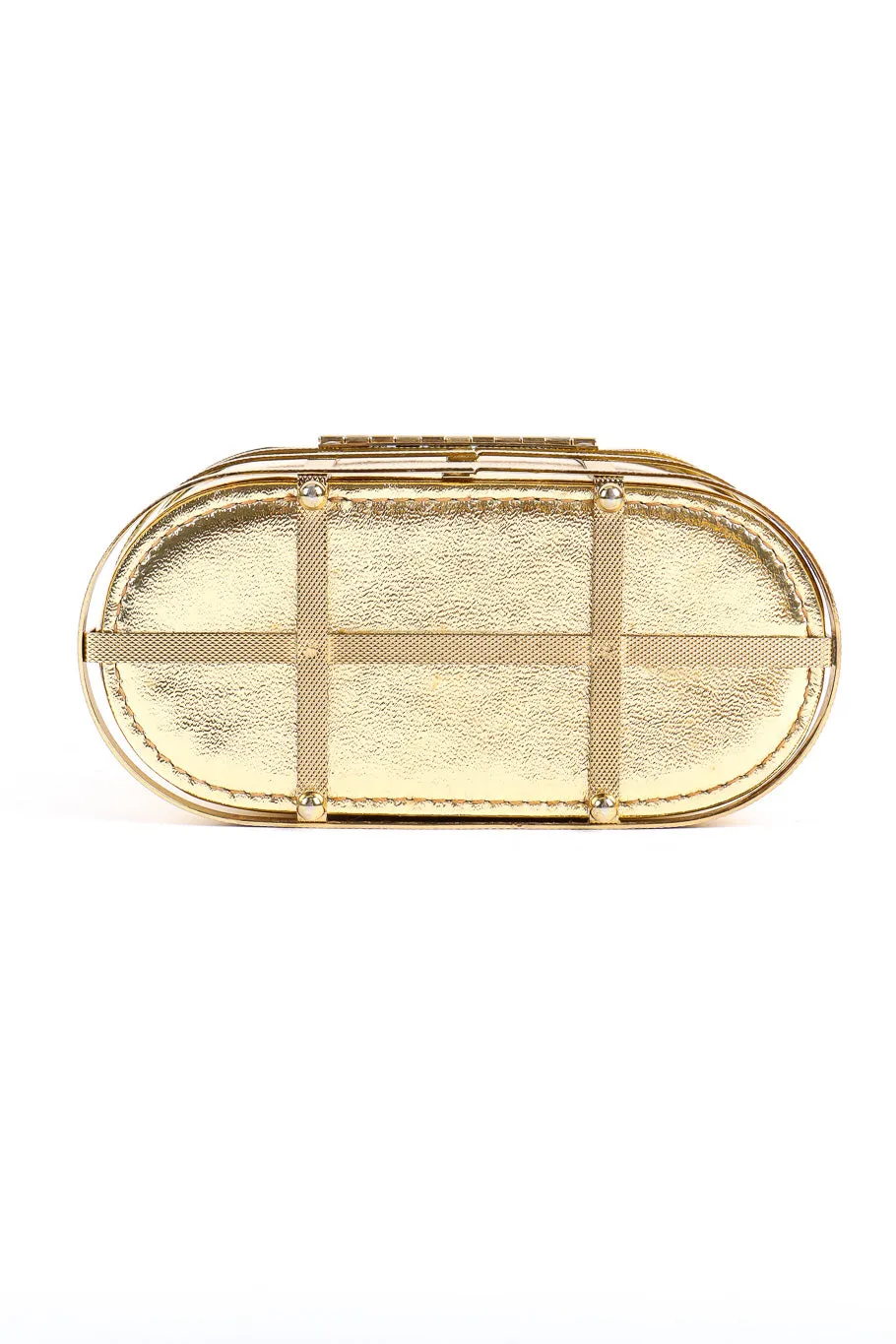 Metallic Caged Oval Box Bag