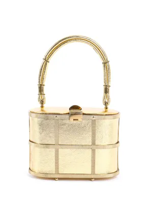 Metallic Caged Oval Box Bag