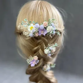 Pale purple bridal flower set